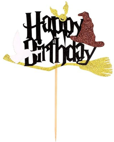 Bessy shop - 2er Pack Zauberer Geburtstag Kuchendeko, Schwarz, 16x21 cm, 2 Stück, Kuchendeko, Geburtstag, Schwarz