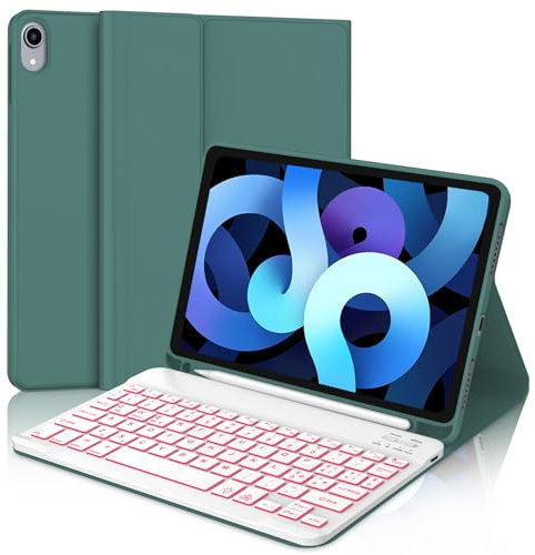 Tastiera per iPad Air 5 Generazione, Custodia con Tastiera per iPad Pro 11, Cover Tastiera Bluetooth Magnetica Retroilluminata Italiano per iPad Air 4/5, iPad Pro 11 4/3/2/1 Gen, Verde Scuro