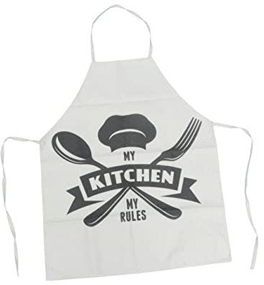 LIFKOME Küchen-schürze Aus Baumwolle Und Leinen Modisches Muster Doppelte Nähte Praktische Taschen Für Erwachsene Vielseitig Einsetzbar Restaurant Und Haushalt Schwarz Weiß Stil