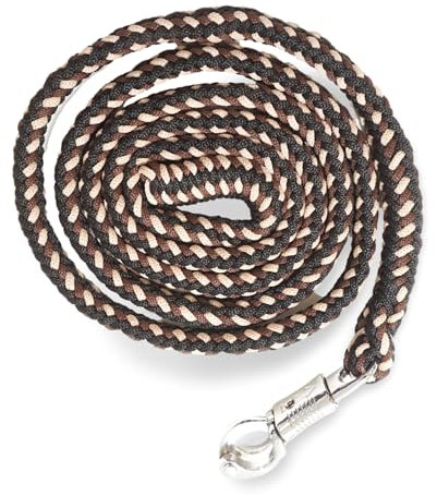 Führstrick Pferd Anbindestrick für Pferde mit stabilem Panikhaken Länge 2m viele Farben (Braun-Beige-Schwarz)