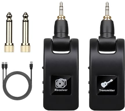 Fonowx Equipo de Música Transmisor Y Receptor de Audio para Bajo Eléctrico con Micrófono Dinámico