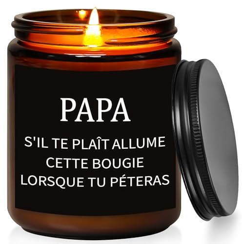 Cadeau Papa Cadeau Fete des Peres Bougies Papa Cadeaux Anniversaire Noel Fête des Pères pour Papa Homme Pere Original, Cire de Soja Parfumée au Bois de Santal 200g