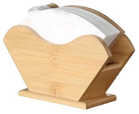 Support Récipient Stockage de Papier Filtre à Café, Bois Porte Conique Papier Filtre Organisateur, Support de Présentoir de Rangement Papier Filtre pour Maison Cuisine Bureau Hôtel