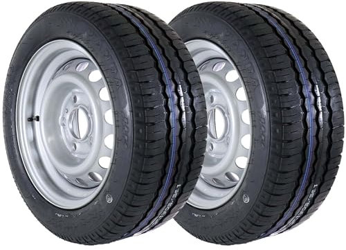 The Drive 2x Komplettrad 195/50 R13 C 104/101N M+S für Pkw-Anhänger & Caravan – Felge 6Jx13 H2 ET30 – Lochkreis 5x112 – Tragkraft bis 900kg – Alligator CVV40 Metallventil – Ersatzräder für Anhänger