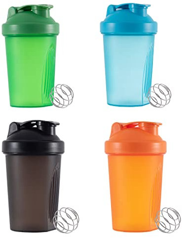 Shaker Cup, Bouteille de Sport en Poudre de Protéines, Milkshake Blender Cup, avec Boule d'Agitation Filaire, Shaker Cup Blender pour Mélange de Protéines, 400ml (4 Pièces)
