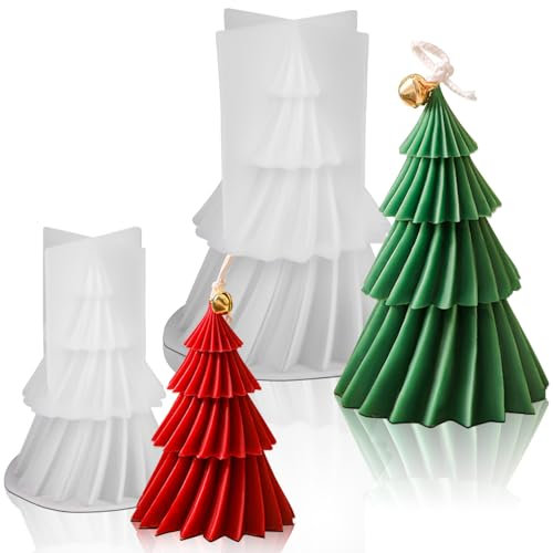 RNHDLY 2 moldes de velas de Navidad con forma de árbol de Navidad, moldes de velas para fundición, moldes de silicona 3D para velas perfumadas, adornos, regalos