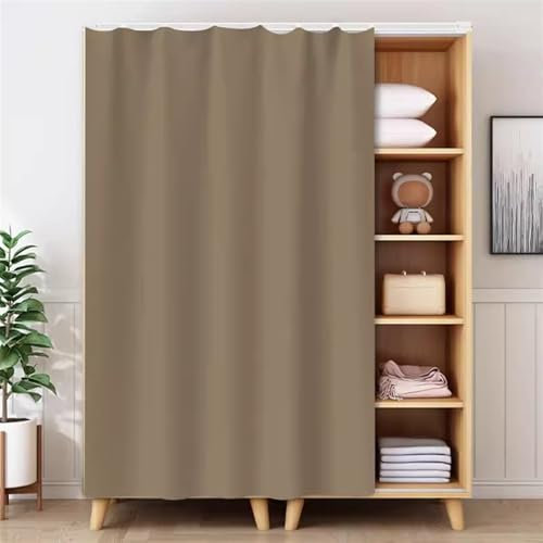 BESTORI Schrankvorhänge für Küche Selbstklebend Waschbar Staubdichter Vorhang Privatsphäre Gardine für Kleiderschrank, Regale, Badezimmer, Beige, 100cm x 180cm