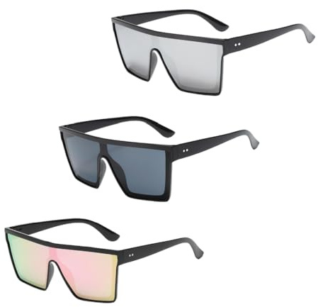 SDXCJY 3 Pairs Oversized Square Sunglasses,Flat Top Oversized Sunglasses, Square Sunglasses for Women Men Vintage Sunglasses Big Frame Fashion Shades for Outdoor Activities, Party