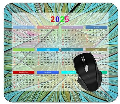 YENDOSTEEN Mauspad mit Kalender 2025,Linie Lichtfarbe Winkelton 2025 Kalender Horizontale Version Natur Gaming Mauspad #B276