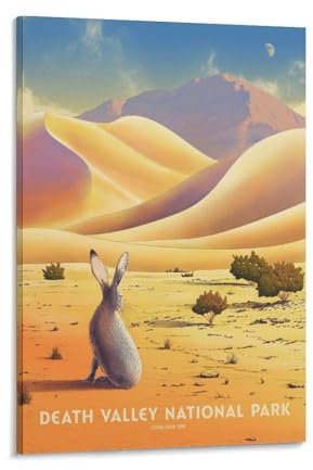 YQCQCS Death Valley National Park Vintage Reiseposter Sanddünen Wüste Jackrabbit Leinwand Kunst Poster Bild Wanddekoration Malerei Poster Dekorative Poster