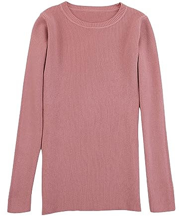 YCBMINGCAN Maglione da donna a maglia grossa, scollo rotondo, vestibilità aderente, a maniche lunghe, caldo strato interno, maglione natalizio da donna, Colore: rosa., L