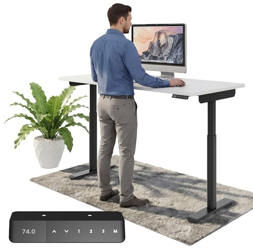 Ergotopia Desktopia One höhenverstellbarer Schreibtisch | elektrischer Schreibtisch höhenverstellbar | Bürotisch höhenverstellbar, Verstellbarer Tisch TÜV-geprüft, 7 Jahre Garantie 160x80 cm