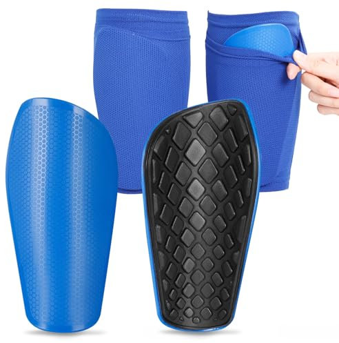 AiQInu Fußball Schienbeinschoner mit schützenden Wadenschützern für Jugendliche und Erwachsene - Eva Dämpfungsschutz für Männer und Frauen - Schienbeinschoner für Fußball(Blau)