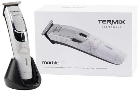 Termix Marble | Máquina de Contornos Profesional | Motor Sin Escobillas | Cuchilla de Acero Inoxidable | Diseño Elegante | Batería de Litio | Ligera y Versátil | Con 4 Peines