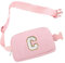 Sac Banane Femme Velours Côtelé, Sac Bandoulière Tendance, Rose Sacoche Banane avec Initiale C pour Faire du Shopping, Voyager, Sortir, Travailler, Anniversaire Mariage Cadeau pour Femmes Filles Amis
