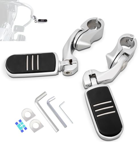HOKUOTOLITE Repose-pieds réglables 32 mm avec kit de montage court coudé, universel pour Harley, Honda, Kawasaki, Suzuki, Yamaha, Indian, Victory avec protection moteur / barre de protection moteur de