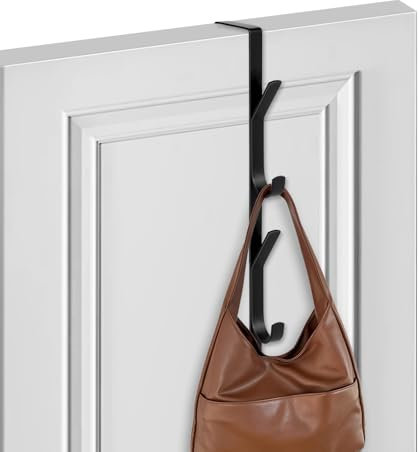 flintronic Ganchos para colgar sobre la puerta, 1Pieza x 5 Ganchos Colgador Vertical Sobre La Puerta, Perchero para Puerta Sin Taladrar, para Dormitorio, Baño, Cocina, Armario, Negro