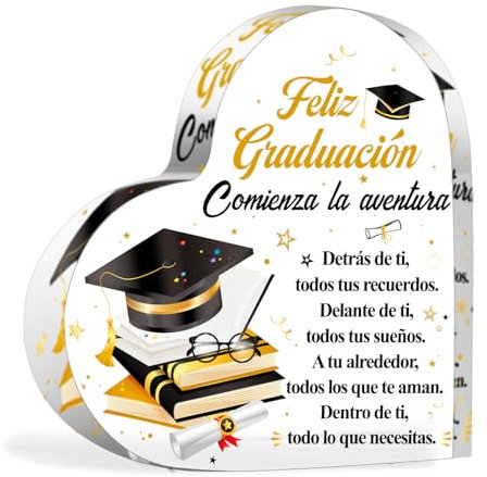 HOWAF Regalos para Graduacion, Placa Acrílica en Forma de Corazón Regalo Graduación para Estudiantes Amigos Originales, Regalos Graduacion Universidad, Secundaria, Primaria
