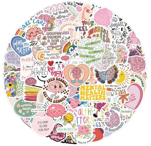Aufkleber für psychische Gesundheit, für Laptop, Geschenk für Kinder, Teenager, Erwachsene, Mädchen, Jungen, wasserdichte Aufkleber für Skateboard, Scrapbooking, Fahrrad, Telefon, Computer, Gepäck