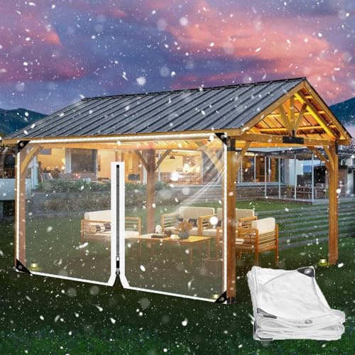 Tende Per Eventi e Tendoni,Pannelli Laterali in Telone Pvc Trasparente Impermeabile,Con Cerniera,Tende in Teloni Trasparenti,Con Occhielli,Per Pergola,Gazebo,Patio,Veranda,1Zip-1.6×2.1m(5.2 * 6.9ft)