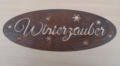 Generisch NEU !! Winterzauber mit Schneeflocken/Eiskristallen ca. 40 cm breit zum Hängen aus Metall in Edelrost Rost Weihnachten Deko Advent Winter Weihnachten Bild Vorgarten Haus