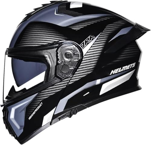 Caimcie ECE/DOT-geprüfter modularer Motorradhelm, Integralhelm mit Klappmechanismus, Doppelvisier, Integralhelm für Damen und Herren, Motorrad- und Rollerhelm für Erwachsene D,XXXL=63-64cm