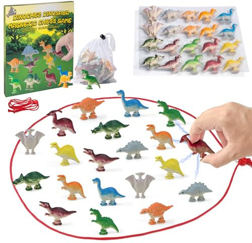Juego De Magnético De Dinosaurio, Novedoso Juego De Piedra con Imán De Dinosaurio con Cuerda Y Bolsa De Almacenamiento, Divertidos Juguetes De Tablero De De Estrategia, Juegos