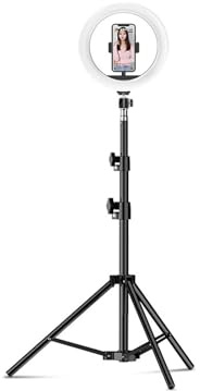 Lampe Circulaire LED Portable sur Trépied Au Sol Lampe Circulaire LED Multifonctionnelle À Intensité Variable avec Trépied Et Supports pour Téléphone