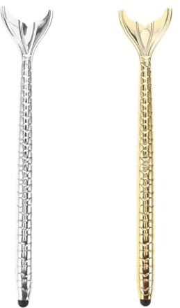 TOBBOMEY 2 Stück Präzisions Stylus Stifte in Meerjungfrauenform Touch Pen für Tablets Smartphones und Laptops Kunststoff Silber Gold