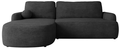 Mirjan24 Ecksofa Loridu für Wohnzimmer mit Schlaffunktion und Bettkasten, Eckcouch, L-Sofa, Polsterecke, abgerundete Kanten (Margo 227.09, Seite: Links)