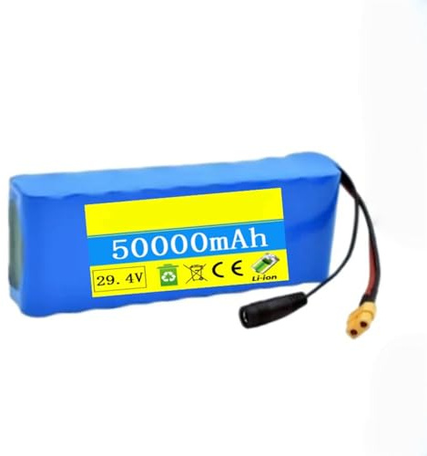 24V 7S4P Batterie De Vélo Électrique 50Ah Batterie Haute Capacité Batterie Rechargeable pour Scooter Électrique Vélo Électrique Matériau PVC Étanche XT90