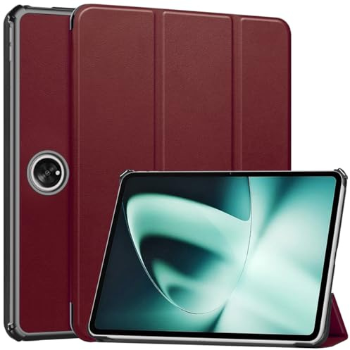 Techsuit für OnePlus Pad Hülle mit 360 Schutz, Verstellbarem Ständer, Mikrofaser Innenfutter, Schlankem Design, Anti Fingerabdruck, FoldPro Series, PU Leder, Rot