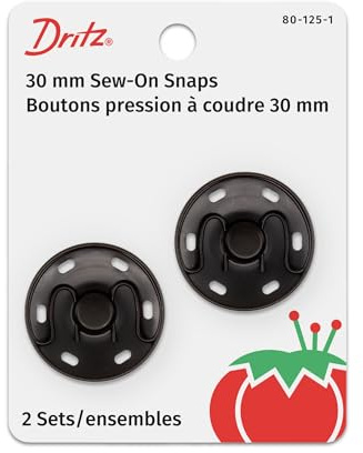 Dritz 80-125-1 Druckknöpfe zum Aufnähen, schwarz, 30mm, 2