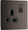 BG Electrical Single Switched Power Plug Wall Socket, Screwless Front Plate, Slim Profile, Premium Flatplate, Black Nickel, 13A, FBN21B