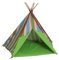HAB & GUT -ZK002- Teepee - hochwertiges Stoffzelt für Kinder, Streifenmuster grün/braun/blau, Höhe 135 cm, Ø 180 cm - Holzstangen, Baumwolle, Indoor