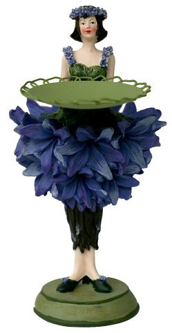 Blumenmädchen Deko Fantasie Figur - Teelichthalter - Kornblumen Mädchen mit Kerze zum Hinstellen