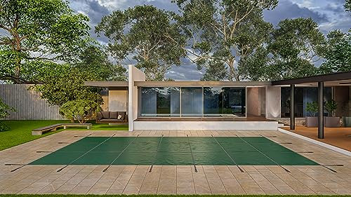 WaterWarden Safety Inground Pool Cover, Fits 12’ x 20’, Green Mesh – Easy Installation, Triple Stitched for Maximum Strength Inklusive Aller benötigten Hardware, SCMG1220, Grünes Netz, 12ft x 20ft