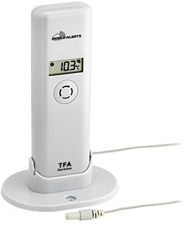 TFA Dostmann Weatherhub Thermo-Hygro-Sender, mit wasserfestem Kabelfühler, Smart Home, Abruf der Daten über Smartphone, ideal für Kühlgeräte/Teich/Pool, Weiß