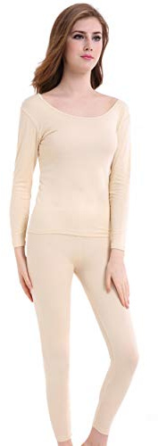 Womens Thermal Underwear Set Crew Neck Top & Bottoms Ladies Thermals Base Layer
