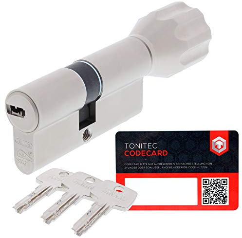 ABUS Sistema di chiusura a cilindro a pomello, serratura a cilindro con pomello, EC550 con 3 chiavi incl. ToniTec CodeCard misura 60 30 K mm chiusura 4