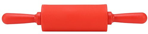 Fdit Antihaft-Silikon-Nudelholz-Teig-Rollen für das Backen und Rollen des Teiges mit Holzgriff für Hauptküche-Kinderkuchen 9 Zoll(rot)