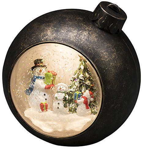 Konstsmide LED Weihnachtskugel Schneemänner, wassergefüllt, 5h Timer, warm weiße Diode, batteriebetrieben, Innen - 4361-000
