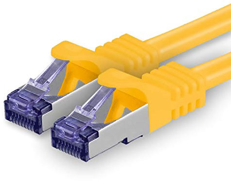 1aTTack.de Cat.7 Cavo di Rete 0,5m - Giallo - 1 Pezzo - Ethernet LAN Cat.7 SFTP PIMF LSZH Spina RJ45 Cat6a 10 Gbit s