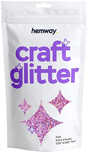 Hemway Craft Glitter 100g 3,5 Unzen Extra-Chunky 1/24 0,040 1MM (Pink Holographic)
