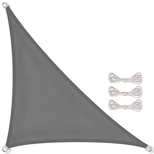 CelinaSun Sonnensegel wasserdicht PES Dreieck rechtwinklig 3x3x4,25m anthrazit UPF 50+ Premium Sonnenschutz inkl Befestigungsseile