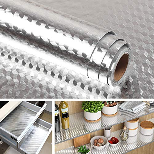 Livelynine 40CMx5M Kitchen Wallpaper Self Adhesive Contact Paper Vinyl Wrap Waterproof Oil Proof Stickers Splashback Kitchen Cupboard Worktop Furniture Counter Fridge Stickers Sticky Back Plastic Roll