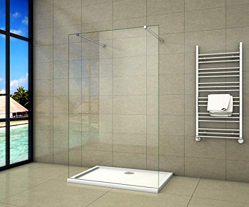 Aica Sanitär Freistehende Duschwand Walk In Dusche 117cm Duschabtrennung 10mm NANO Glas Duschtrennwand 200cm Höhe