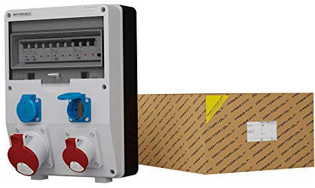 Doktorvolt Zuverlässiger Stromverteiler für Baustellen und Industrie, DV-S/FI 32A 16A 2x230V IP54 mit CEE-Steckdosen, FI-Schalter für maximale Sicherheit und Einfache Handhabung