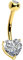 OUFER 14K Solid Gold Heart Solitaire Cubic Zirconia Bananabells Körperschmuck Piercing Bauchnabelpiercing nabelpiercing