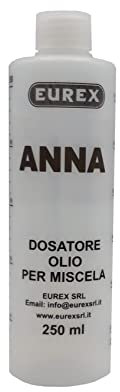 N. 3 Dosatori olio per miscela 250 ml personalizzato con il tuo nome: ANNA. Completo di tappo, scala graduata e percentuali 2-4% 2,5-5% 3-6% (3)
